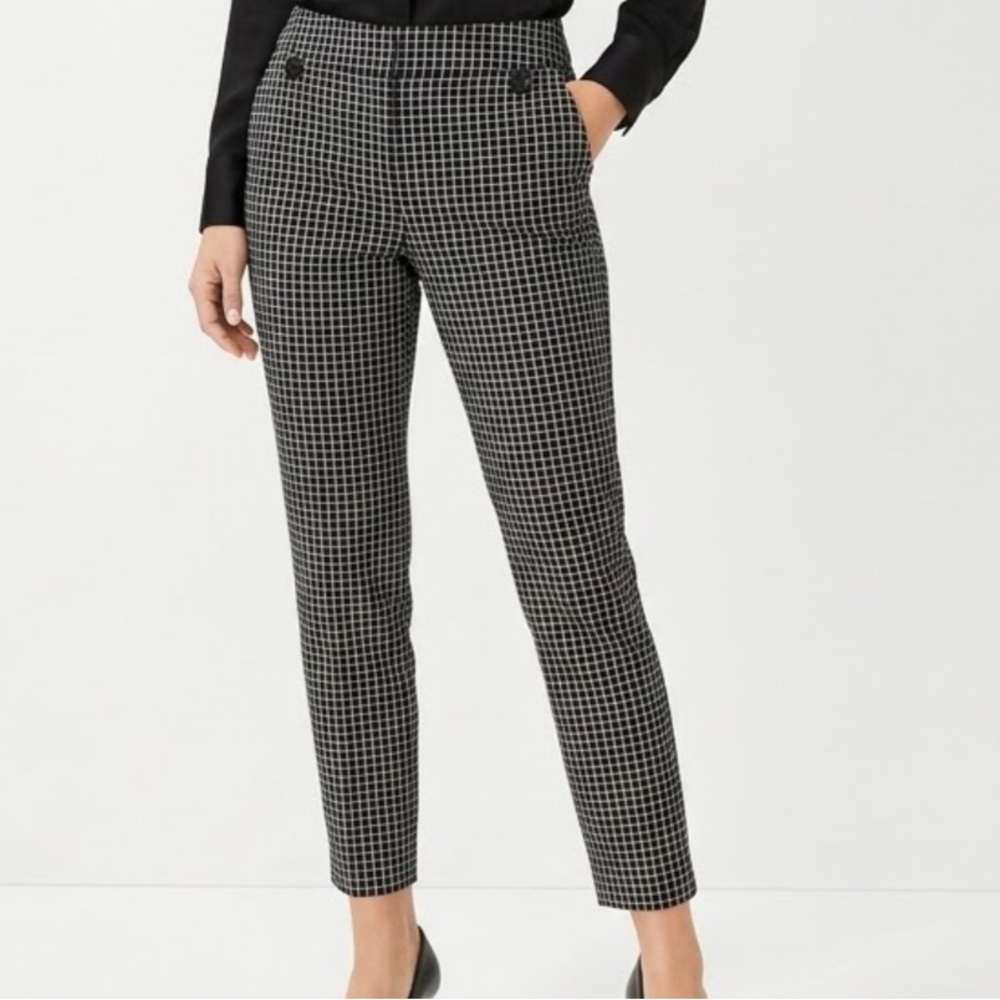 LOFT Black and White Patterned Ankle Pants